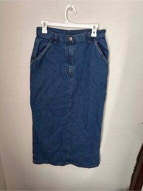 Detail Cargo Denim Midi Skirt